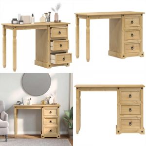 Vidaxl - Coiffeuse Corona 110x47x75 cm bois de pin massif - Table De Chevet - Meuble De Salle De Bain - Commode - Miroir - Tiroir - Home & Living