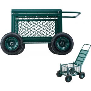 Mophorn Chariot de jardin roulant avec si&egrave;ge r&eacute;glable, si&egrave;ge de travail en m&eacute;tal avec roues, supporte jusqu'&agrave; 400 lb, scooter de jardinage durable