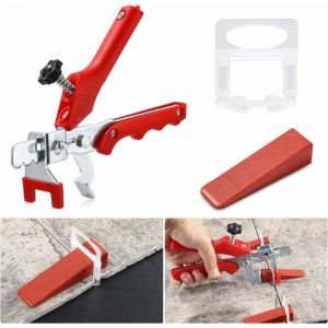 Syst&egrave;me de Nivellement Carrelage, 2mm d&rsquo;Aide &agrave; la Pose 400 Clips+ 200 Cales 1 Pince pour Aide &agrave; la Pose de Carreaux, Kit de Niveleur Carrelage pour