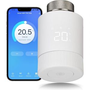 Thermostatique Connect&eacute;e et Intelligente, WiFi Vanne Thermostatique Radiateur,T&ecirc;te Thermostat Programmable Tuya Thermostat D&eacute;tection de