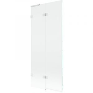 Mexen Lunar L paroi de baignoire 2 volets &agrave; gauche 80 x 150 cm, transparent, blanc - 897L-080-100-20-00-L