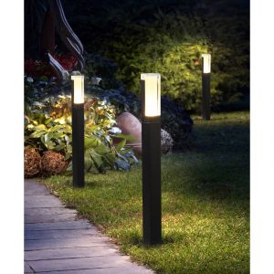 Lampadaire Exterieur LED,7W Noire Cube Lumineux Exterieur,Blanc Chaud 3000K IP65 &Eacute;tanche,40CM &Eacute;clairage Exterieur LED pour Chemins Patio Jardin