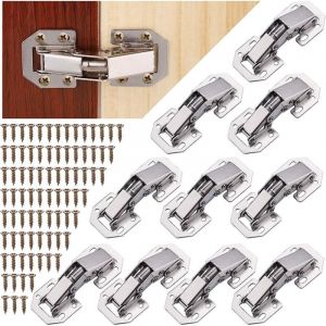 10pcs Charniere Porte Placard avec Vis de Charnière, Charnière Invisible, Charniere à Fermeture Douce Porte Placard Cuisine, 90 Degré Charniere pour