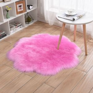 Jn.songs - Tapis Salon Prune Shaggy Moderne Tapis Fourrure Tapis &agrave; Poils Longs Moelleux 60CM - Rose Fonc&eacute;
