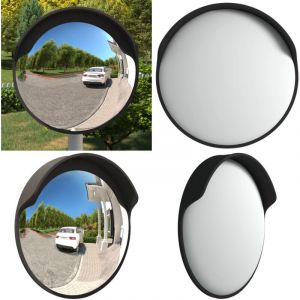 Miroir de traffic convexe d'extérieur Noir Ø60 cm Polycarbonate - miroir de circulation - miroirs de circulation - Home & Living
