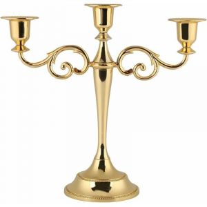 Bougeoir Chandelier 3 Branches en Métal Style Européen Candélabre Bougeoir pour Table à Manger, Dner Aux Chandelles, Décor à la Maison, Décoration de