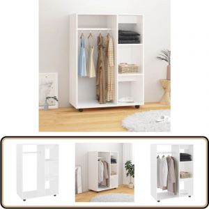 Garde-robe Blanc 80x40x110 cm Bois d'ingénierie - Armoire Blanche - Meuble Rangement - Dressing Blanc - Commode - Étagère