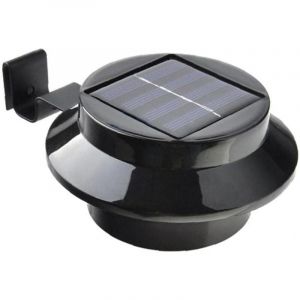 Lumière solaire de clôture de gouttière pour jardin de clôture extérieur, lumière blanche chaude, noir