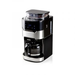 Machine a Cafe - Cafetiere Electrique filtre avec moulin intégré Domo DO721K - 900 w - 1,5 l - 12 tasses - 200 g de grains - Ecran lcd - 3 intensités