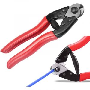 Pince Coupe-câbles Multifonction Coupe-Fil de Vélo 7 mm en Acier Coupe-fil à Cliquet Pince Coupante de Câble Robuste avec Poignée Rouge Outil de