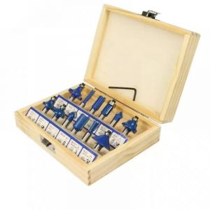 Jeu de 12 fraises à rainurer, queue de 8 mm, à pointe carbure, fraise à profiler pour défonceuse, fraise à bois