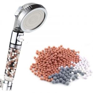 Pommeau de Douche &Eacute;conomique Anti-Calcaire & Bouton STOP Eau Marque Fran&ccedil;aise Eco2-Spa&reg; avec une Recharge de Pierres Offerte H601