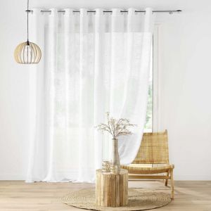 L'effet Papillon - Voilage grande largeur 300 x 240 cm effet lin tisse haltona Blanc