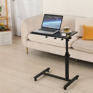 Sifree - Table r&eacute;glable pour ordinateur portable, support inclinable avec roulettes,noir 6034.558/90cm