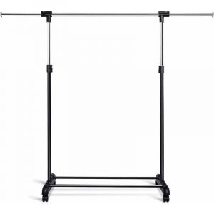 Penderie à Vetement à Roulettes-Portant à Vetements en Acier Robuste Surface Chromée Largeur et Hauteur Reglable - Goplus