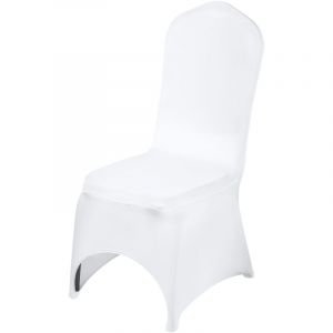 VEVOR Couverture Housse de Chaise Mariage 100 Pieces Couvre Chaise Blanche Housse de Chaise Lycra Chaises sans Bras Polyester et Elasthanne Front