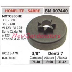 Pignon moteur tronçonneuse HOMELITE 330 350 360 410 3/8' dents 7 007440
