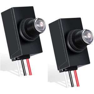 2 pcs Capteur du crépuscule à l'aube pour l'éclairage extérieur, interrupteur photoélectrique 120-277V, capteur de lumière à cellule photoélectrique