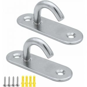 Inox Crochets de Plafond M8 Crochets Ouverts Ovales Ancre de Plaque &OElig;il Crochet de Montage &agrave; Vis Murale pour Hamac Yoga Moustiquaire Bateau Gr&eacute;ement