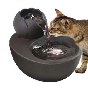 (Marron)Fontaine &agrave; eau pour chat C&eacute;ramique Fontaine d'eau for animaux de compagnie, bol &agrave; eau &agrave; circulation automatique for chiot de ch[51]