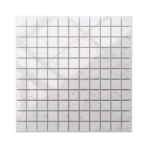Mosaïque en grès sur maille pour salle de bain ou cuisine 30cm x 30cm - Carrara