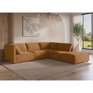 Deco In Paris - Canapé d'angle modulable en velours moutarde harina