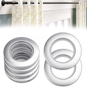 Lot de 20 anneaux de rideaux avec œillets, œillets de rideau de 40 mm, anneaux en plastique, anneaux à œillets de rideau, clips ronds en plastique,
