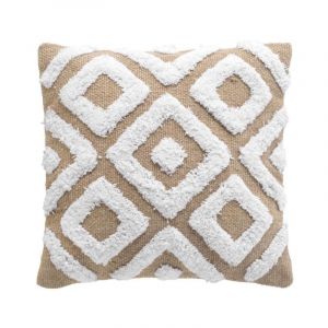 Housse de Coussin Tuft&eacute; en Jute 'Damia' 40x40cm Marron