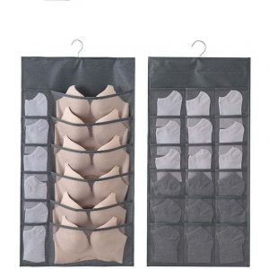 2PCS Rangement &agrave; Suspendre Sac Organisateur de sous-v&ecirc;tements pour Armoire Double-Face Penderie Placard Cintre &eacute;tag&egrave;res pour Les Soutiens-Gorge,