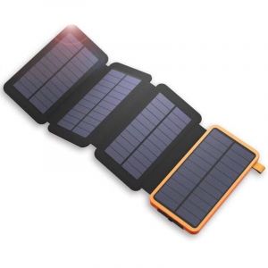 Chargeur Solaire 20000mAh Portable Batterie Externe avec 4 Panneaux Imperm&eacute;able Power Bank avec 2 USB Outdoor Camping pour T&eacute;l&eacute;phone Tablettes