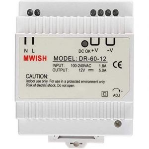 Transformateur modulaire monobloc pour sonnette vid&eacute;o 12V/5.0A, DR-60-12 Alimentation 100-240V Alimentation professionnelle pour standard-937856mm