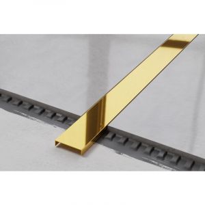 Ilcom - Profilé u de connexion rectifié en acier inoxydable pour carrelage 4cm x 244cm - Or brillant