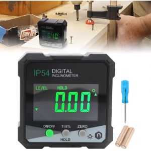 Inclinomètre, Inclinometre d'angle numérique de 0 à 360°, jauge d'angle numérique, étanche avec base magnétique et écran LCD pour menuiserie,