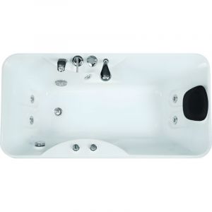 Vente-unique - Baignoire balnéo blanche - 1 place - 140L - 150 x 75 x 54,5 cm - Angle gauche - gavino