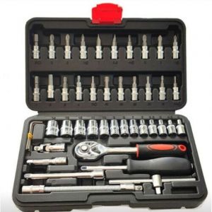 Jeu De 46 Clés, Outils, Douilles À Tête Pivotante, Malette De Réparation Domestique
