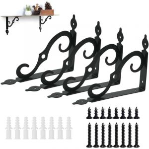 Equerre Etagere Murale 4 Pi&egrave;ces 19cm 14cm Equerre Charge Lourde Equerre Metal Etagere Equerre Fixation pour &Eacute;tag&egrave;re de Livres Jardinage Cuisine