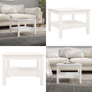 Table basse Blanc 55x55x40 cm Bois massif de pin - Table Basse Blanche - Meuble Salle Séjour - Table D'appoint - Design Scandinave - Bois Massif
