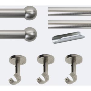 Boulet - Kit de tringle &agrave; rideaux Nickel Mat 300cm Diam.20mm Embout Boule - Fixation Plafond