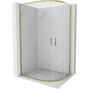 Mexen - Cabine de douche Exo semi-circulaire coulissante 120 x 90 cm, transparent, or - 8132-120-090-50-00