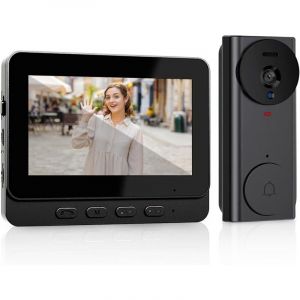 Zoternen - Sonnette sans Fil avec Camera avec &eacute;cran ips 4.3 1080P Visiophone sans Fil 170&deg; WiFi Audio Bidirectionnel la Fonction IP65 &eacute;tanche