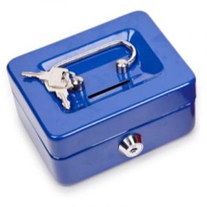 Caisse &agrave; monnaie avec serrure et fente, petite caisse &agrave; monnaie avec compartiment &agrave; monnaie, tirelire en m&eacute;tal, coffre-fort, 12,4 x 9,4 x 6,1 cm