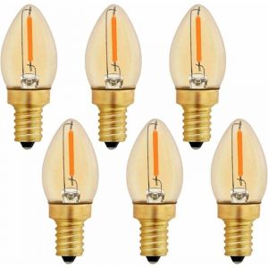 Ampoule LED C7 E12 220V, Ampoule Bougie Edison Vintage E12 0.5W Remplacement 5W, Ampoule &agrave; Filament LED E12 Ambre Ampoule D&eacute;corative Veilleuse, Blanc