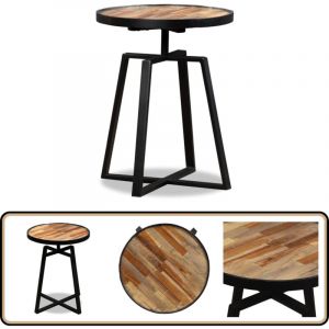 Table d'appoint ronde Teck massif de récupération - Table D'appoint - Table Basse - Table Ronde - Teck Recyclé - Mobilier Industriel