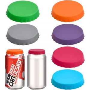 Lot de 6 couvercles de canettes en silicone color&eacute; pour canettes de boisson, canettes de bi&egrave;re, cola, limonade, boisson et bi&egrave;re, anti-fuite