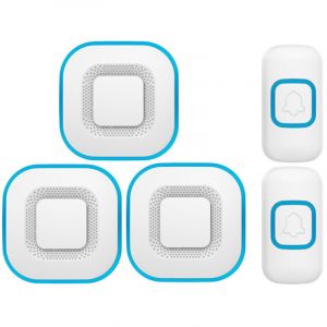 Sonnette sans fil intelligente - 3 sonnettes, 2 boutons - Blanc - Design moderne pour la maison.