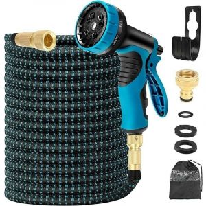 Cyslmuk - Tuyau d'arrosage extensible de 30 m/100FT pieds, latex naturel à 3 couches, tuyau d'eau flexible, arrosage du jardin ou lavage de voiture