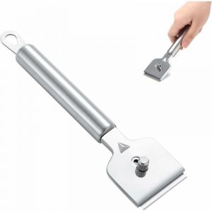 Outil de Nettoyage de grattoir &agrave; Verre Grattoir &agrave; Lame de Rasoir en Acier Inoxydable avec 4 Lames de Rechange - Grattoir vitroc&eacute;ramique pour plaques