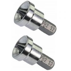 Lot de 2 Embouts de Vissage Sp&eacute;cial pour Plaques de Pl&acirc;tre/Placo/ PH2x25mm 1/4'' pour Vis Cruciforme &agrave; Empreinte Phillips PH2