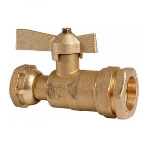 Huot - Robinet d'arrêt à boisseau sphérique - f 3/4' - diamètre 32 mm - Avant et après compteur d'eau - Pour tube pe