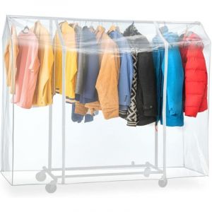 1 PC （18050150cm）BIG Grande Housse de Protection pour Portant &agrave; V&ecirc;tements, Plastique Waterproof Transparent, Ouverture et Fermeture Faciles, Portant